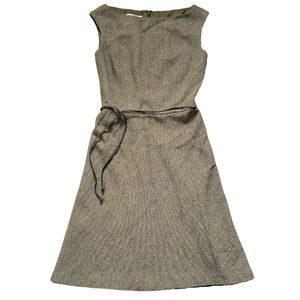 Kay Unger New York Boat Neck A-Line Tweed Wool Dress XS 0-2